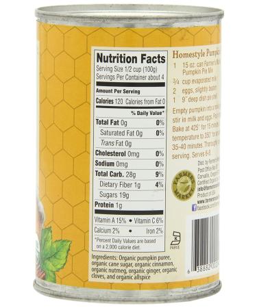 Organic Canned Pumpkin Pie Mix - Farmer's Market Foods, 15 oz (Pack of 12) - Buy Online on GoSupps.com