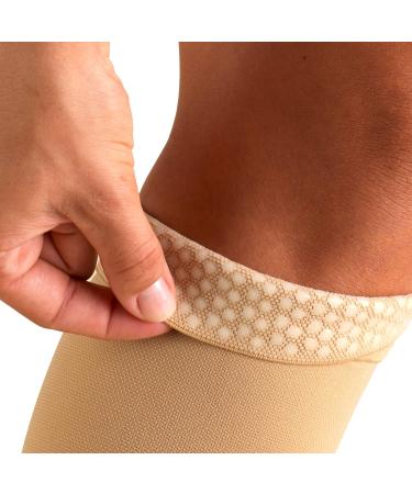 Buy Truform 30-40 mmHg Compression Stockings for Men & Women - Knee High Dot-Top Open Toe Beige 3X-Large | International Shipping Available - Buy Online on GoSupps.com