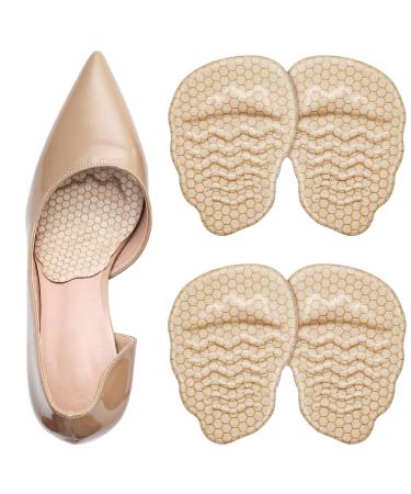 Relistep 2 Pairs of Women's Metatarsal Pads Reinforced High Heel Comfort Pads Relieve Pain Caused by Morton's Neuropathy and Metatarsalgia Insoles Relieve Pressure on The Soles of The Feet (Beige)