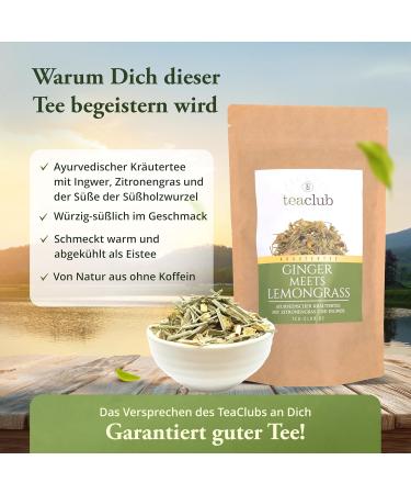Tisane ayurv dique en vrac 500g m lange de th de racine de r glisse avec gingembre citronnelle menthe TeaClub Ginger Lemongrass Herbal Tea - Buy Online on GoSupps.com