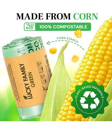 Lucky Family Green Compost Bags for Kitchen Countertop Bin 1.3 up to 1.6 Gallon - 100% Compostable Food Waste Trash Repurpose - Perfect Biodegradable Organic Eco Friendly - 50 Bags per Roll 50 Count (Pack of 1) - Buy Online on GoSupps.com