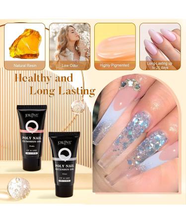 JOSLOVE Poly Extension Gel 2 * 30ML - Clear Nude White Builder Gel for Nail Extension - Salon Quality Nature-Inspired Poly Gel - Easy DIY at Home - Buy Online on GoSupps.com
