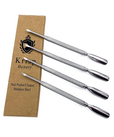 Krisp Cuticle Pusher Dual Sided - Surgical Grade Stainless Steel 4 PC Set for Manicure and Pedicure Nail Care - Buy Online on GoSupps.com