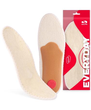 Sulpo 1 pair of winter deposits - orthopedic insoles with curvature ideal for flat foot - extra warm soles with wool - for nursing staff doctors teachers bosses sales etc. - Sizes: 35-46 38