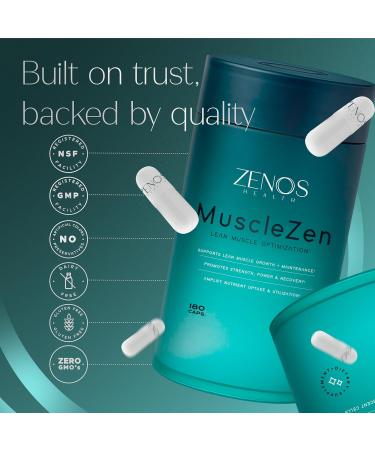 Zenos Health MuscleZen Muscle Builder for Men ATP Supplements for Strength Muscle Supplements for Super Recovery Clear Muscle Support for Lean Muscle Growth - Made in USA 180 Caps - Buy Online on GoSupps.com