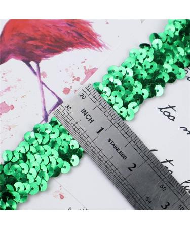 Green Elastic Sequin Ribbon Trim - 10 Yards, 1 Inch - Stretch Fabric Sewing Trim for Dance Dress and Headband Embellishment - Buy Online on GoSupps.com
