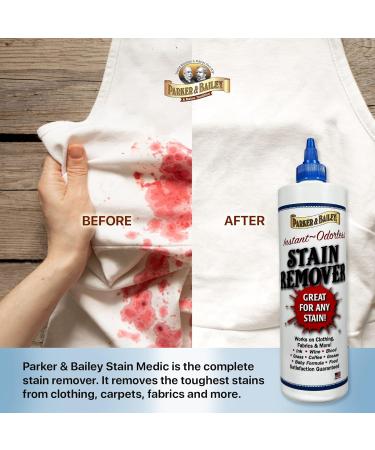 Buy Parker & Bailey Liquid Stain Remover - Instant Stain Removal for Clothes Carpets & Upholstery | 8oz Detergent Booster - Odor Free Safe for Ink Grease Blood & More - Buy Online on GoSupps.com