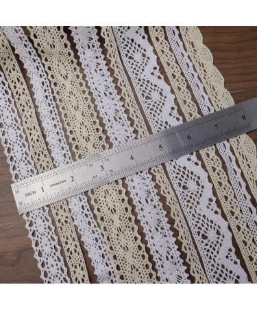 IDONGCAI 40 Yards Cotton Lace Trim - 10 Styles Mixed Color Vintage Crochet Ribbon for DIY Sewing Craft & Wedding Decoration - Scalloped Edge Bridal Lace - Buy Online on GoSupps.com