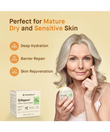 Beef Tallow Honey Balm for Skin: 100% Grass Fed Whipped Organic Moisturizer with Organic Raw Honey Jojoba Oil Vitamin E Natural Face and Body Care for Mature Dry or Sensitive Skin 2oz 2 Ounce (Pack of 1) - Buy Online on GoSupps.com