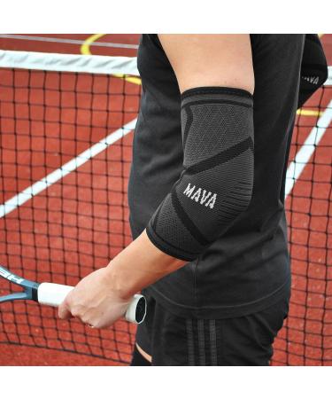 Mava Sports Elbow Brace Compression Sleeve Pair - Relief for Tendonitis Tennis Workouts Weightlifting & Golfer's Elbow - Medium Black - Buy Online on GoSupps.com