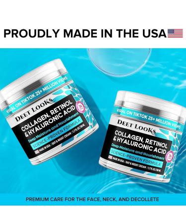 Collagen Face Moisturizer Cream - Anti-Aging Day & Night | Neck & D collet Treatment - 1.7oz Made in USA - Buy Online on GoSupps.com