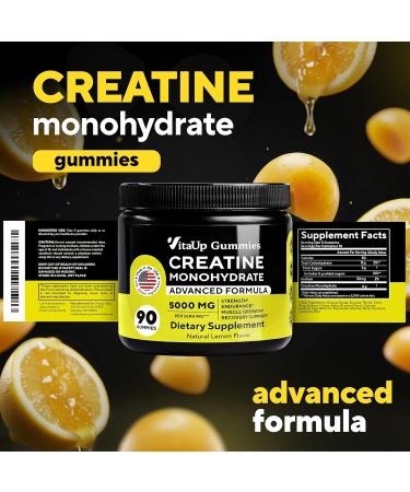 Creatine Monohydrate Gummies for Men & Women - USA Made Monohydrate Creatine for Men 5000mg Per Serving - Supports Energy Levels Training Endurance & Muscle Performance - 90 Gummies 90 Count (Pack of 1) - Buy Online on GoSupps.com