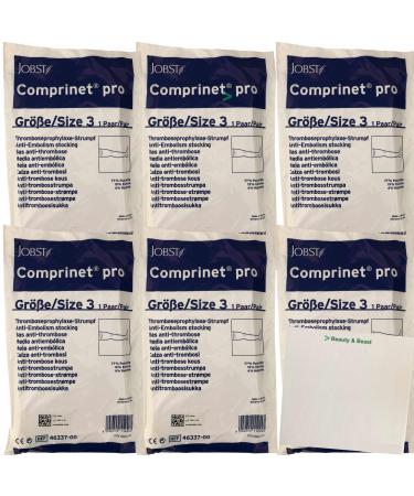 Comprinet Pro Anti-Thrombosis Compression Stockings Thigh-Length Pack of 6 Size 3 (6x1 Pair) + usy Block
