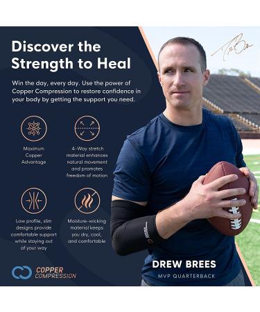 Copper Compression Arm Brace - Large Sleeve for Arms, Forearm, Bicep - Ideal for Tennis Elbow, Basketball, Golf, Arthritis - Copper Infused for Tendonitis, Bursitis, Osteoporosis - Post Surgery & Physical Therapy Support - 1 Count - Buy Online on GoSupps.com