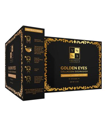 VelveUx collagen eye pads 24 pieces (12 pairs) ||Eye pads for face mask care ||Eyes pads against dark circles ||Anti-swelling 24k gold eye mask