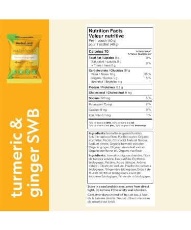 Herbaland Turmeric & Ginger Gummies Snacks with Benefits Vegan Low-Sugar High-Fiber Gluten-Free 40mg of Organic Turmeric & 10g of Organic Tapioca Fiber Per Pouch Pineapple Flavor 12 x 40g (Box of 12) Compostable Pouch - Buy Online on GoSupps.com
