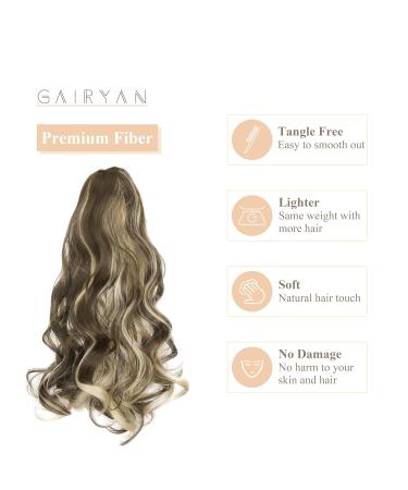 Gairyan Ponytail Extensions 45cm - Claw Clip In Braid Wavy Synthetic Hair for Women | Ashblond & Bleaching Blonde - Buy Online on GoSupps.com