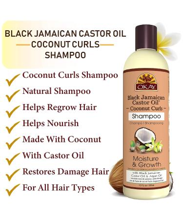 Buy OKAY Black Jamaican Castor Oil & Coconut Shampoo 12oz | Nourish & Strengthen Hair for All Hair Types - International Shipping Available - Buy Online on GoSupps.com