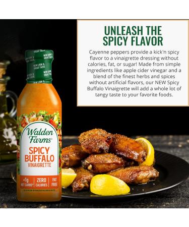 Walden Farms Spicy Buffalo Vinaigrette Salad Dressing 12 oz, Pack of 2 | 0g Net Carbs | Kosher Certified | Perfect for Salads, Chicken, Wraps | Fresh & Delicious Flavor - Buy Online on GoSupps.com
