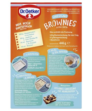 Dr.Oetker Brownie Baking Mixes 9 Pack - Classic Marble & Cheesecake with Baking Pan | Perfect for 16 Brownies | International Shipping - Buy Online on GoSupps.com