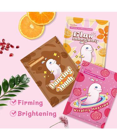 ZealSea Sheet Mask: Pack of 7 - Hydrating, Brightening, Moisturizing, Soothing | For All Skin Types | Kids Spa, Birthday Party Gifts for Women, Men, Girls - Buy Online on GoSupps.com