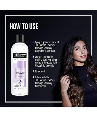 TRESemm Pro Pure Damage Recovery Shampoo 16 fl oz - Pack of 4 | Sulfate, Paraben, and Dye Free - Buy Online on GoSupps.com