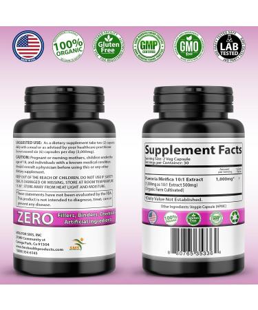 Pure Pueraria Mirifica Supplement 500mg - Organic Women s Health Herbal Capsules from Thailand | 60 Veggie Capsules - Buy Online on GoSupps.com