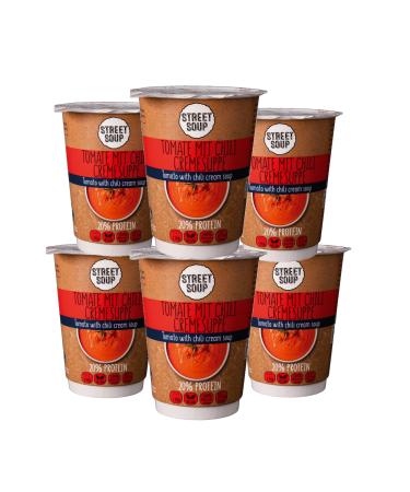 Street soup protein instant soup to go (tomatoes 6 pieces 300g each) - finished low carb cream soups for diet for losing weight & on the go - tomato soup - ready meals & ready meal vegan & gluten -free