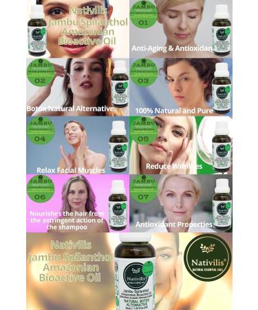 Nativilis Jambu Spilanthol Amazonian Bioactive Oil Spilanthes Acmella Oleracea Extract 100% Natural Pure Botox Alternative - Relax facial muscles skin firmness antioxidant properties Copaiba - 30 ml - Buy Online on GoSupps.com