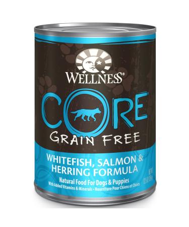 Wellness CORE Natural Wet Grain Free Canned Dog Food, Whitefish, Salmon & Herring, 12.5-Ounce Can (Pack of 12) (7945) Ocean Whitefish