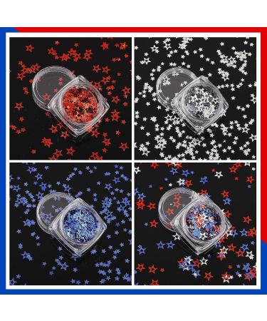 Independence Day Glitter Nail Art Decals - 12 Boxes Red, Blue, Silver Mixed Stars - 4th of July DIY Nail Art Sequins - Buy Online on GoSupps.com