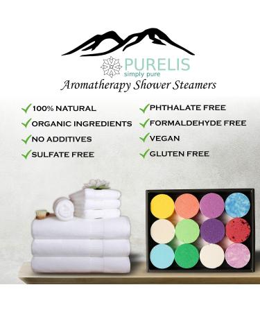 Purelis Shower Steamer Gift Box - Set of 12 Aromatherapy Bath Bombs, Organic Tablets with Essential Oils - Spa Gift Set - Buy Online on GoSupps.com