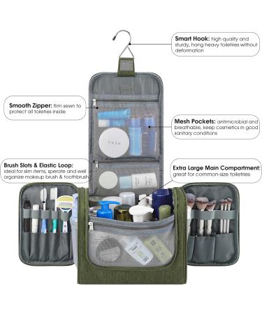 WANDF Large Hanging Toiletry Wash Bag Travel Makeup Organizer - Dark Green - Buy Online on GoSupps.com