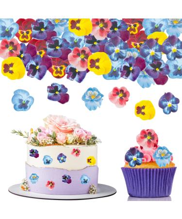 Edible tortendeco flowers 60 pieces of edible flowers for cake colorful flowers for tortendendeco edible eating paper Tortendeko Cupcake edible flowers cake for Hawaii jungle wedding birthday baby party decoration 60 pieces of eating paper BUND