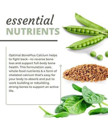 Optimal Health Systems BonePlus Calcium | Highly Absorbable Chelated Calcium + Ipriflavone Probiotics Plant Enzymes | Bone Strength Supplement | 90 Capsules - Buy Online on GoSupps.com