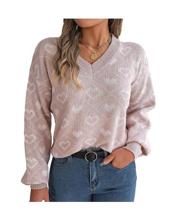 Trisar women's knitted sweater with dropped shoulders for date to work pink L