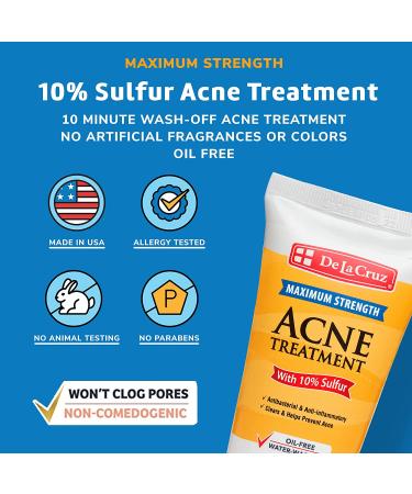 De La Cruz Acne Treatment Ointment - 10% Sulfur Maximum Strength, 2.6 oz - Buy Online on GoSupps.com