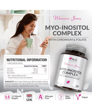 Myo-Inositol Complex 4000mg - 180 Vegan Tablets with Folate & Chromium - PCOS Supplement for Women - Hormone Balance - UK Made - Buy Online on GoSupps.com