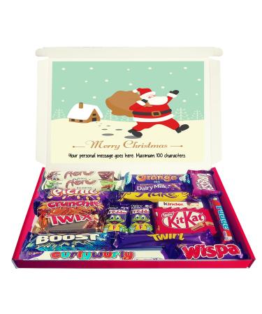 Personalised SANTA'S FOOTPRINTS Christmas Chocolate Selection Box Gift Hamper