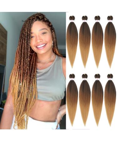 Beyond Beauty 8 Packs Black Pre Stretched Braiding Hair Synthetic Yaki EZ Braiding Coi Leray Braids Knotless Braiding Hair Extensions Pre Stretched Hot Water Setting Crochet Braids 20Inch(1B-30-27) 8Packs--20Inch T1B-30-27