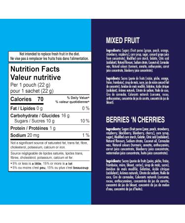 Welch's Fruit Snacks Mixed Fruit & Berries 'N Cherries Bulk Pack Gluten Free Individual Single Serve Bags 22g (Pack of 72) - Buy Online on GoSupps.com