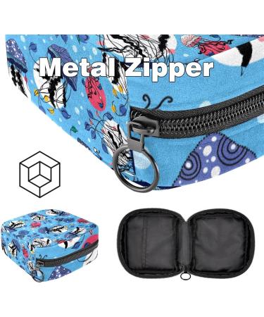Marine Jellyfish Pattern Underwater Sanitary Napkin Storage Bags for Women & Teen Girls - Menstrual Cup Holder with Silent Insert - Colorful & Durable - Buy Online on GoSupps.com