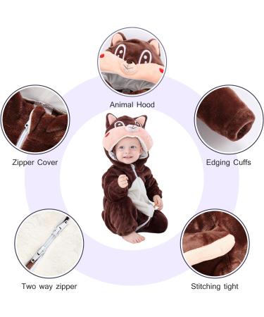 COOKY.D Unisex Winter Animal Hooded Baby Romper - Brown Squirrel (18-24 Months) - Buy Online on GoSupps.com