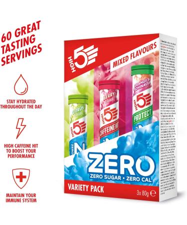 HIGH5 ZERO Electrolyte Tablets | Hydration Tablets Enhanced with Vitamin C | 0 Calories & Sugar Free | Boost Hydration Performance & Wellness | Variety Pack 60 Tablets (20x Pack of 3) Variety Pack 20 Count (Pack of 3) - Buy Online on GoSupps.com