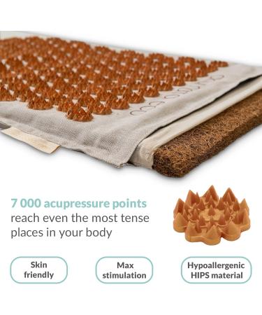 Akumata Eco Acupressure Mat & Pillow Set | Effective Back & Neck Pain Relief | Full Body Massage Set in Linen & Gold - Buy Online on GoSupps.com