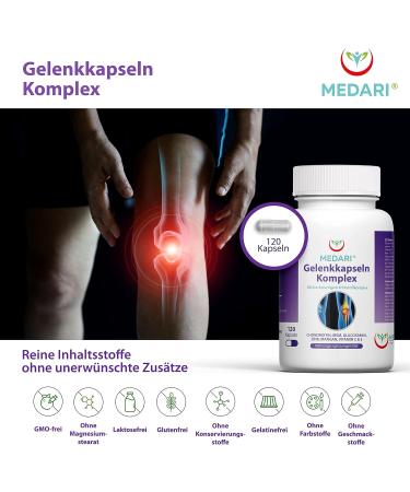 Medari Joint Complex Capsules for Joints & Knees | Glucosamine Chondroitin MSM Vitamins C & E Zinc Manganese & Magnesium | International Shipping Available - Buy Online on GoSupps.com