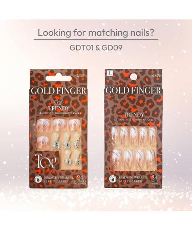 GoldFinger Full Cover Press On Toe Nails Kit with Glue - Pedicure Fake Nails (Perfect Match) - Buy Online on GoSupps.com