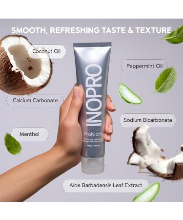 InoPro Whitening Hydroxyapatite Toothpaste with Probiotic for Sensitive Teeth Fluoride Free Enamel Repair Remineralizing Toothpaste SLS Free Baking Soda Coconut Oil 5oz - Buy Online on GoSupps.com