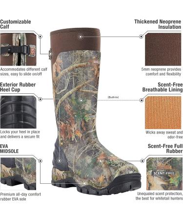 HISEA Apollo Pro 400G Insulated Men's Hunting Boots | Waterproof Rubber Mud Boots in 8 Kanati Camo - Buy Online on GoSupps.com