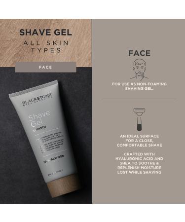 Blackstone Men's Grooming Smooth Shave Gel Non-Foaming Hyaluronic Acid & Tea Tree for a Comfortable Shave Sandalwood Scent (6 oz) International Shipping Available - Buy Online on GoSupps.com